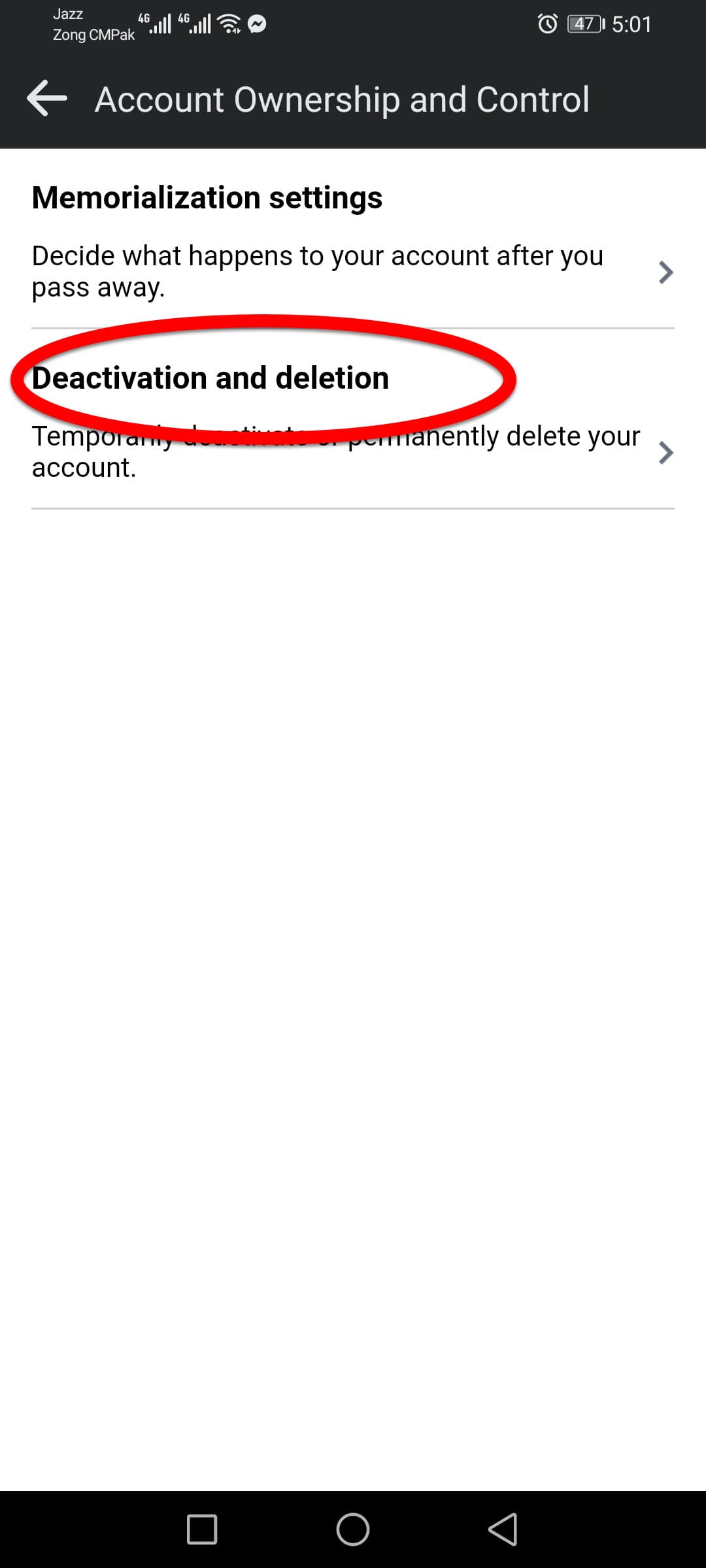 Account deletion