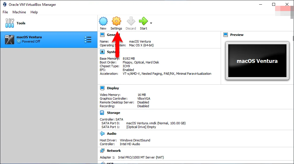 Edit Virtual machine settings