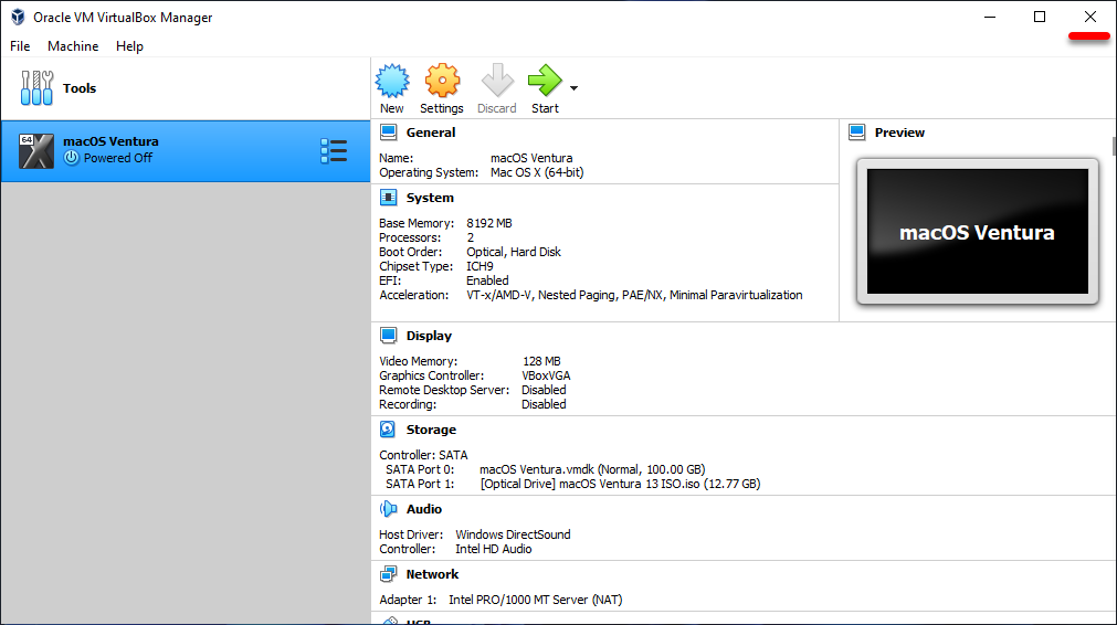 Close VirtualBox