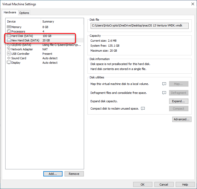 Two Hard Disk is created