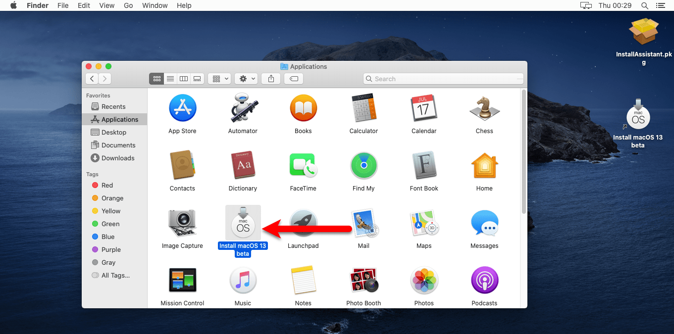 Install macOS 13 Beta
