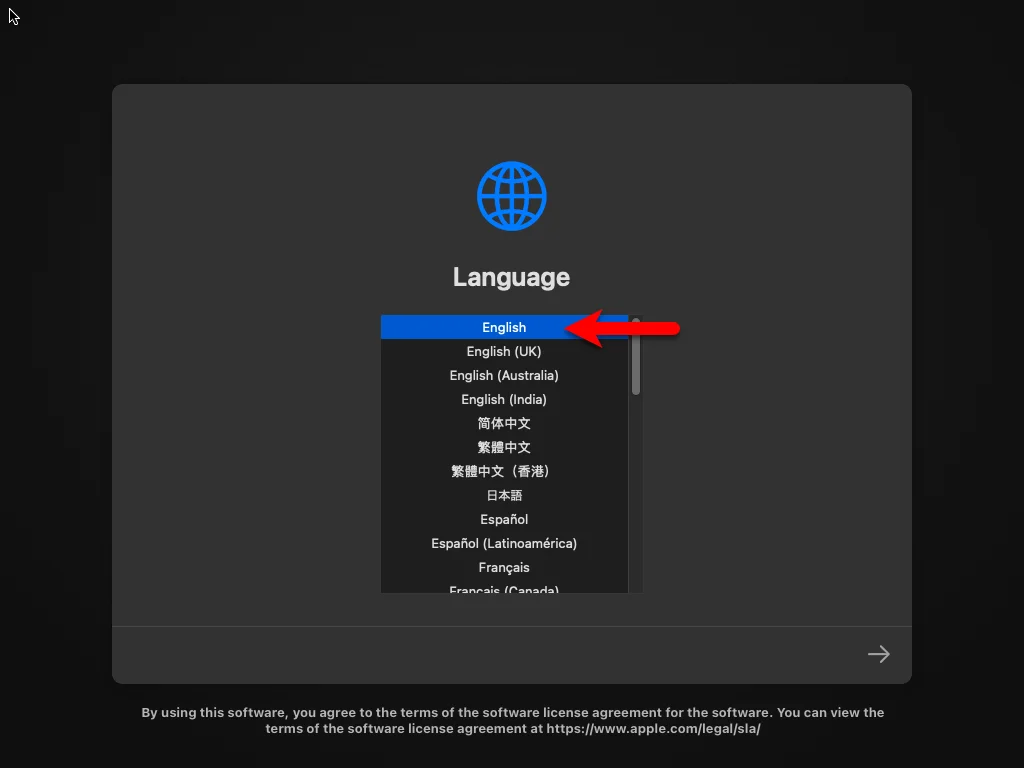 Select the language